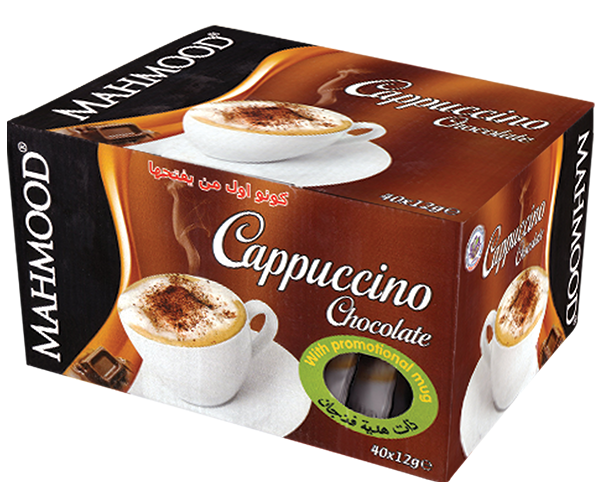 Коробка с 40 пакетиками Cappuccino с ароматом шоколада и чашкой в подарок 